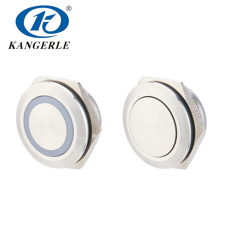 22MM金屬按鈕開關(guān)自復(fù)位環(huán)形LED燈防水薄款